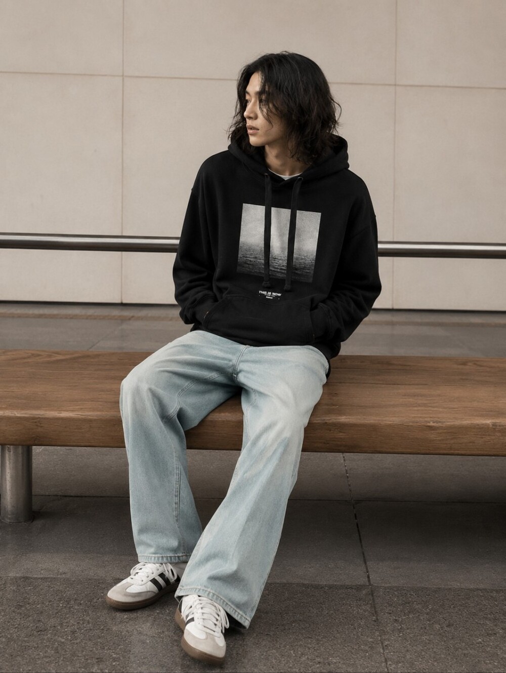 Unisex Black Graphic Hoodie | Oversized Streetwear Pullover